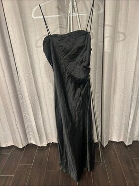 Zara Black Strapless Slip Dress with Thin Spaghetti Straps